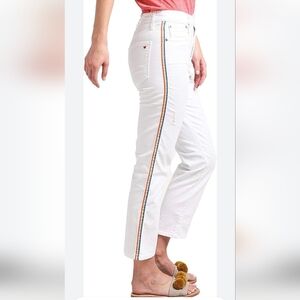 Nwt SUNDRY White Pants with Rainbow Stripe SIZE 26.